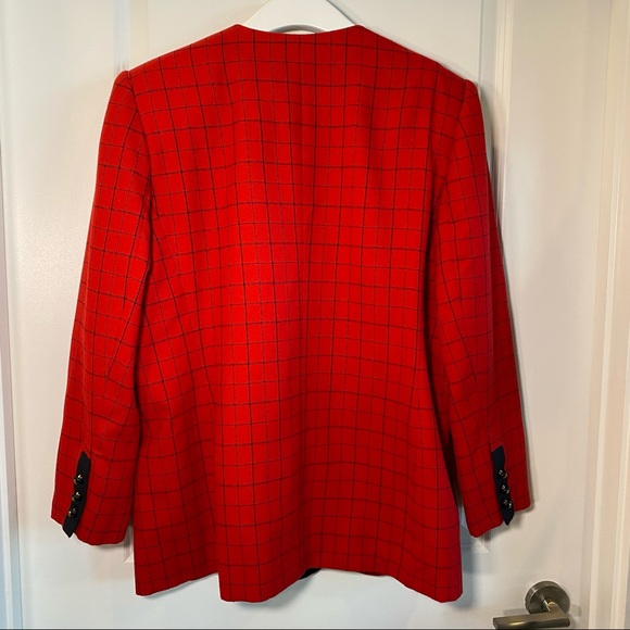 Vintage Red Sasson Paris New York Red Check Blazer - Picture 7 of 11
